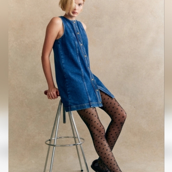 Sezane Black Heart Patterned Hosiery - Picture 3 of 8